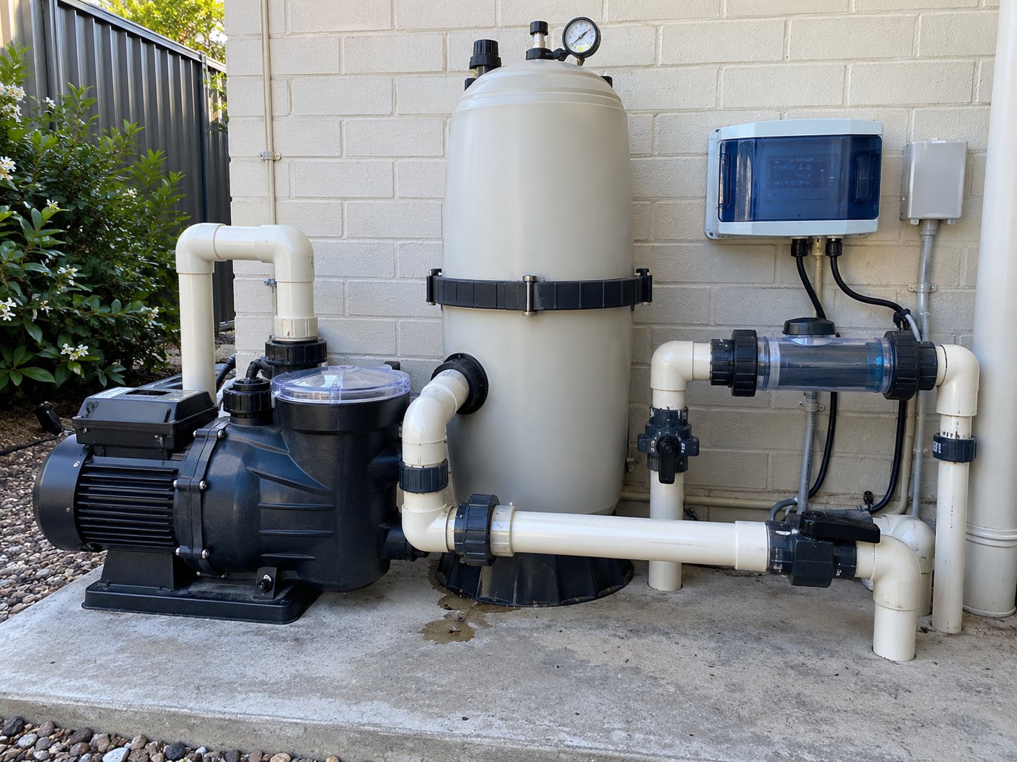 Representative swimming pool equipment and pipework